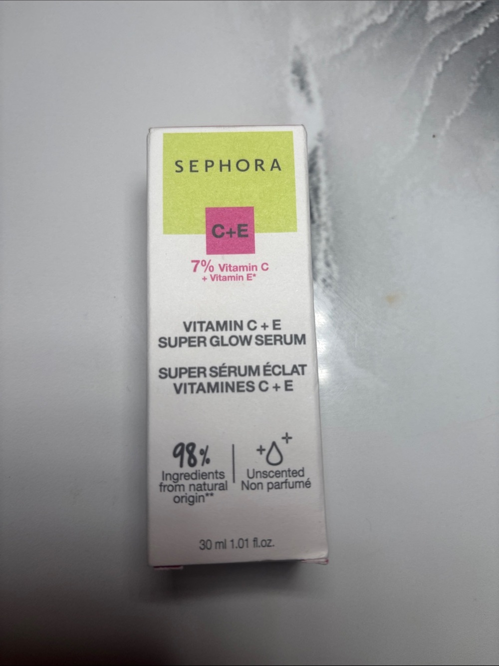 Sephora Vitamin C + E Super Glow Serum - White with Lime and Pink Accents